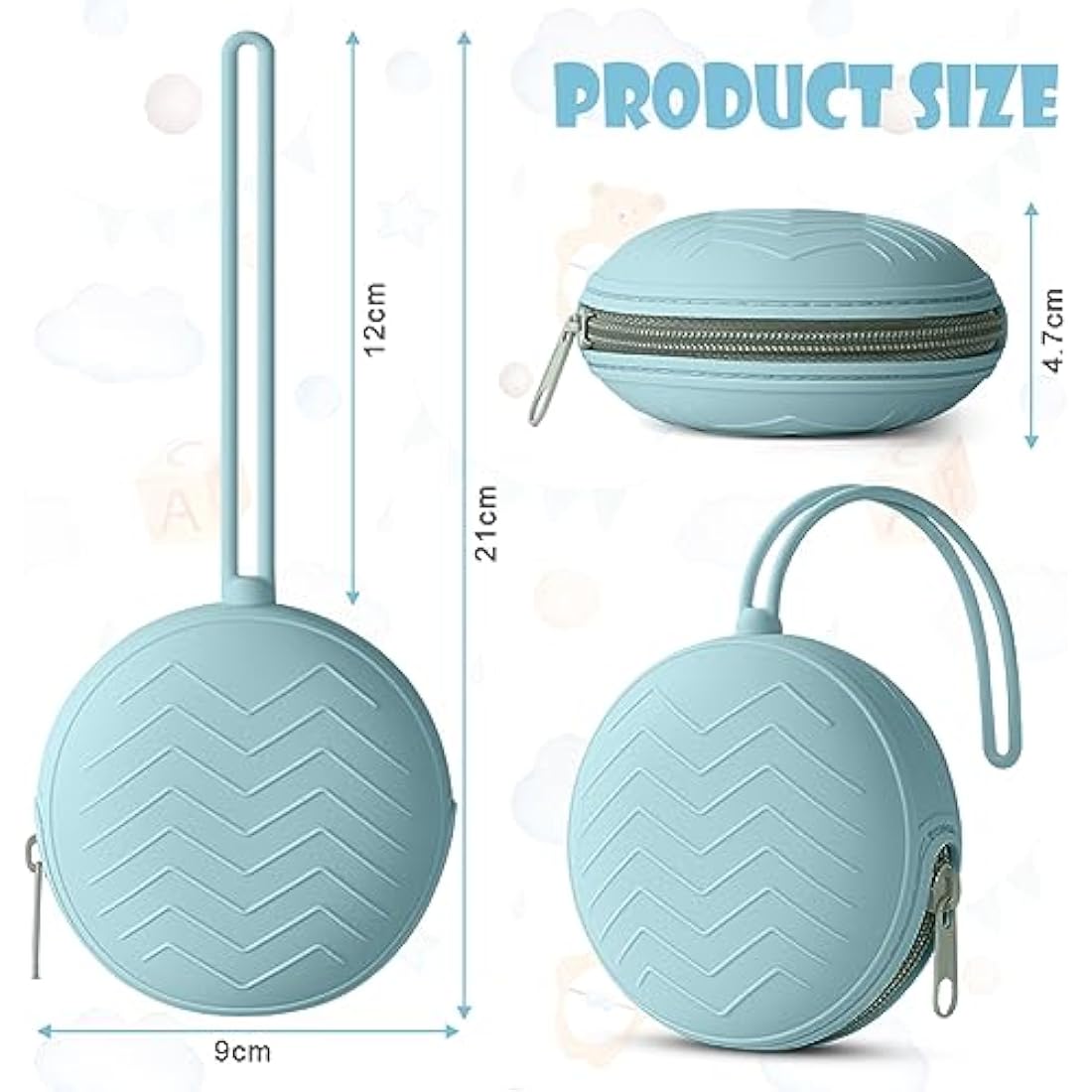 Aolso Dummy Holder Case Set, 2PCS Silicone Dummy Holder Case, Baby Dummy Holder Case, Pacifier Holder Case, Portable Soother Pods for Baby, Baby Pacifier Case for Travel, Home (Green/Blue)