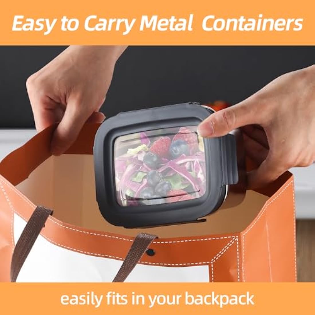 Misichao Stainless Steel Airtight Food Storage Containers with Lids - Stackable Meal Prep Food Containers for Kitchen & Pantry, Leakproof, Reusable Metal Bento Lunch Box 1100 ml 3 Count