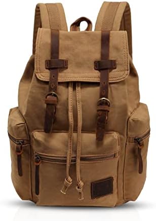 FANDARE Backpack Hiking Daypacks Computers Laptop Rucksack Satchel Bookbag Mountaineering Multi-Function Vintage Canvas Bag Women and Men Green(Size: Large)
