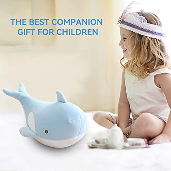 JOYRAVO Kids Travel Pillow - 2-in-1 Deformable Neck Pillow, Soft U-Shaped Pillow with Cute Plush Animals Comfy Sleep and Play Companion for Airplanes, Cars, and Travel - Blue Whale