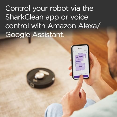 Shark PowerDetect Robot Vacuum with 60-Day Self-emptying Base - Anti-odour - For Carpets, Hard Floors and Pet Hair - 3D LiDAR Navigation - Wi-Fi / App - Odour Cartridge and 2 Brushes Incl. - Black