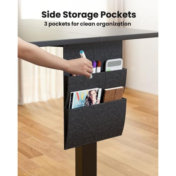 ErGear Standing Desk 120x60cm, Supports Up to 80KG Height Adjustable Electric Standing Desk with Storage Bag,Sit Stand Adjustable Desk with Backpack Hook and Memory Smart Pannel for Home Office