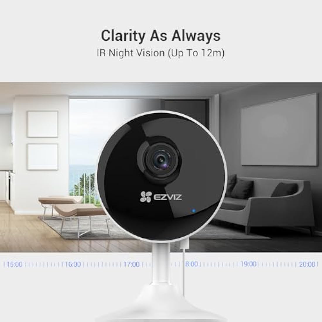 EZVIZ C1C 2 Pack Mini Home Security Camera Indoor, 1080P Wired Wifi Camera, Home Secuirty Camera, 10M Night Vision, Motion Detection, Alarm, Two Way Audio, 2.4GHz Only, Alexa/Google/App Control
