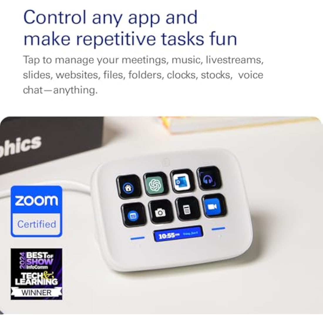 Elgato Stream Deck Neo – 8 Customizable Keys, 2 Touch Points, Speed Through Tasks & Workflows - Control Word, Excel, PowerPoint, Teams, Zoom, Spotify and more, Drag-’n-Drop Setup - Works with Mac & PC