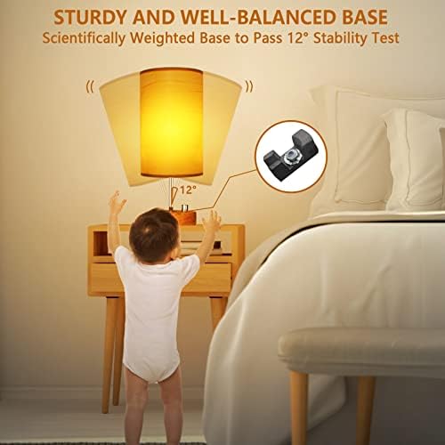 Allesgute Bedside Lamps Set of 2, 45cm Dimmable Table Light of Knob Control, Bed Side Lamp with USB A + C Charging Ports, Modern Small Nightstand Light for Bedrooms (8W E27 Bulb Included)
