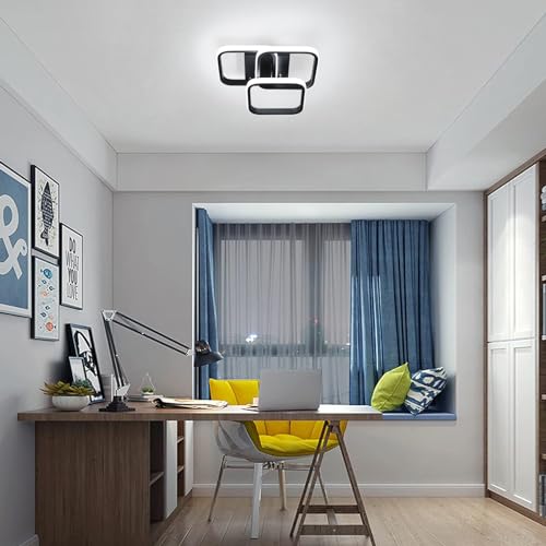 EIDISUNY LED Ceiling Light Modern 40W LED 3 Square Black Ceiling Lamp LED Ceiling Lights Fixture for Hallway Office Bedroom Kitchen Living Room Dining