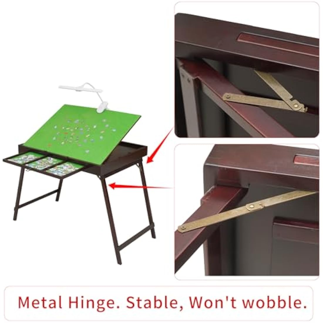 Folding Wooden Jigsaw Puzzle table with Storage Drawer and Rechargeable LED Light - jigsaw board with Adjustable Angle, Relief for Back and Neck Pain - Ideal for Adult Puzzle Enthusiasts