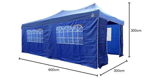 All Seasons Gazebos 3M x 6M Waterproof Gazebo Party Tent with Rustproof Frame and Wheeled Carry Bag (Metallic Grey)