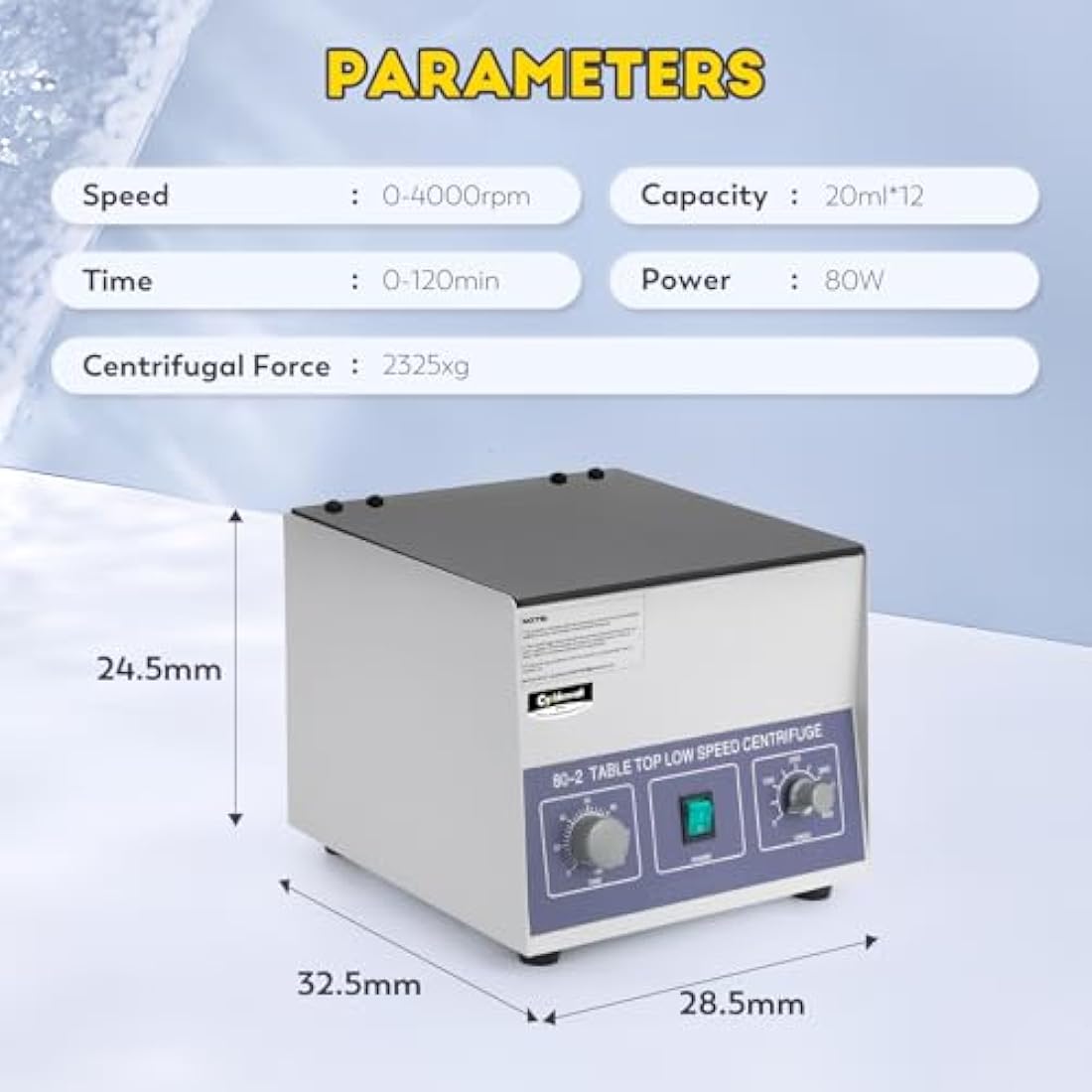 CGOLDENWALL 80-2 Centrifuge 4000rpm Centrifugal Machine with 12x20ml Tubes- 2325xg Centrifugal Force- 0-120min Timer for Separation of Samples&Qualitative Analysis in Hospital/Biological/Chemical Labs
