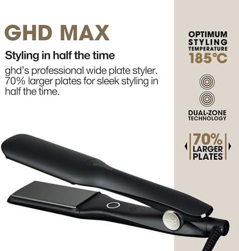 ghd Max Professional Hair Straightener, Wide 1.65" Styling Plates for Quick Easy Styling, Frizz Free, Smooth, Sleek Results