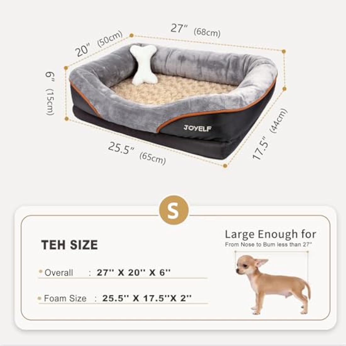 JOYELF Memory Foam Dog Bed Small Orthopedic Dog Bed & Sofa with Removable Washable Cover and Squeaker Toys as Gift