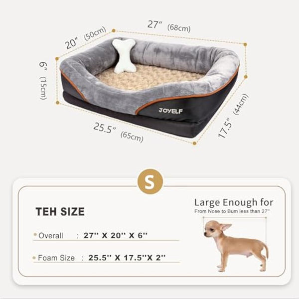 JOYELF Memory Foam Dog Bed Small Orthopedic Dog Bed & Sofa with Removable Washable Cover and Squeaker Toys as Gift
