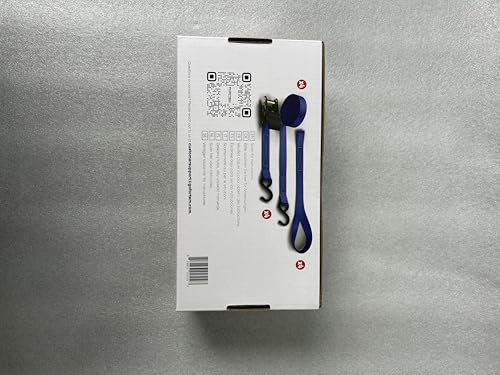 FORTEM Ratchet Straps, 748kg Break Strength, 4 Pack 4.6m x 2.54cm Tie Down Strap Set, 4 Soft Loops, Motorcycle Straps Tie Downs, Cargo Cam Buckles, Rubber Handles, Carry Bag