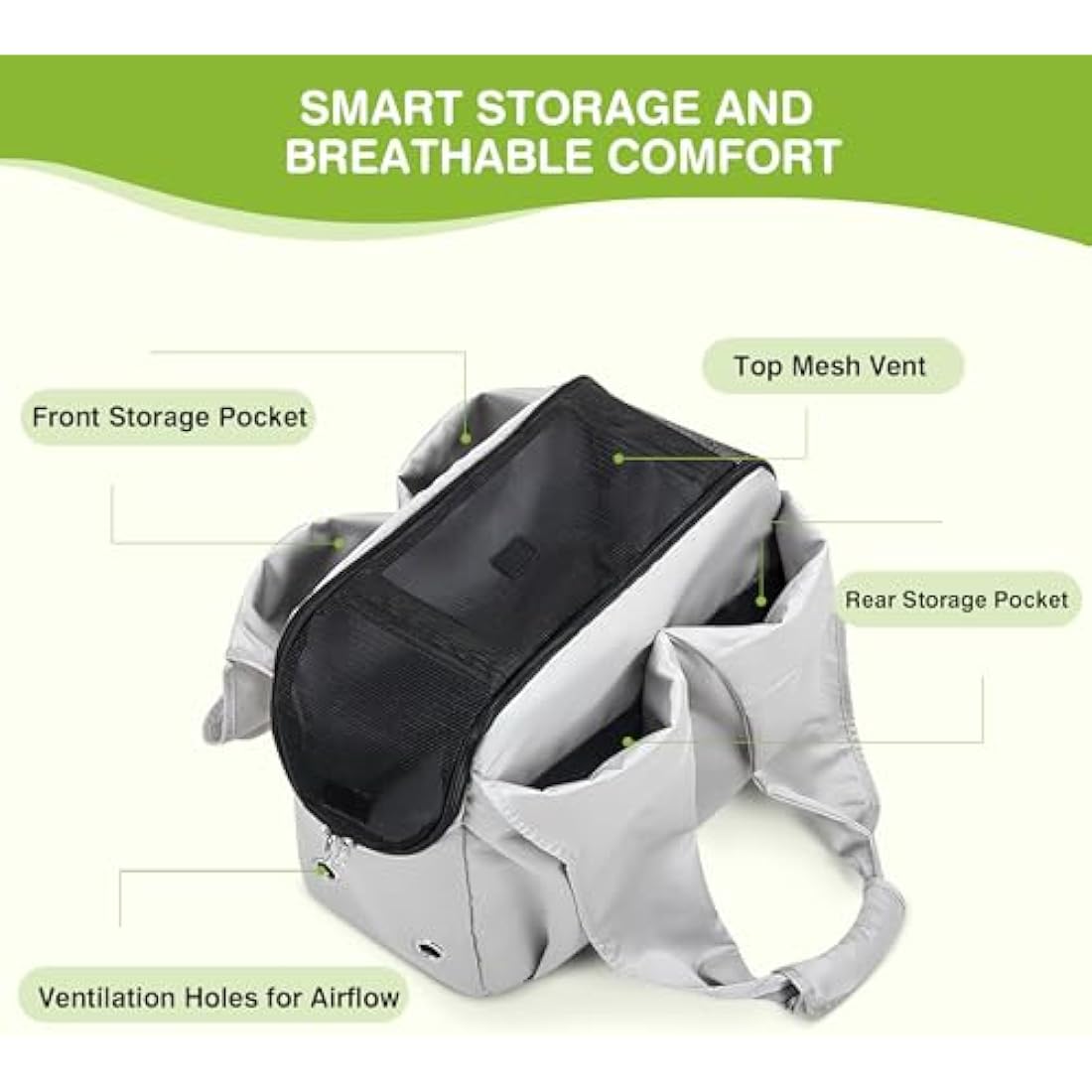 ALLSOPETS Puppy Sling Carrier Dog Slings for Small Dogs Portable Pet Handbag Breathable Comfortable Cat Carry Carrier with Leash Hook for Traveling Outdoors Camping (Silvery Grey)