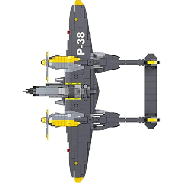 APOSTROPHE Games P-38 Lightning Aircraft Building Block Set - 937 Pieces - Air Force Fighter Plane Toy Set – Building Block for Kids Older Than 10 and Adult – Compatible with All Building Bricks