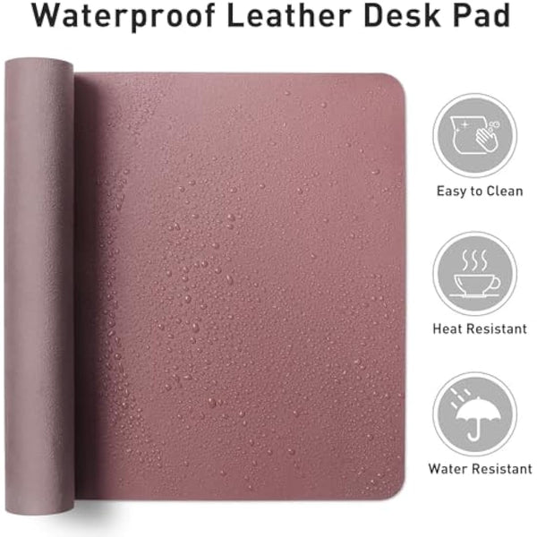 Leather Desk Pad Protector, Mouse Pad, Office Mat, Non-Slip PU Leather Blotter, Laptop Desk Pad, Waterproof Writing Pad for Office and Home (91cm x 43cm, Dark Pink)