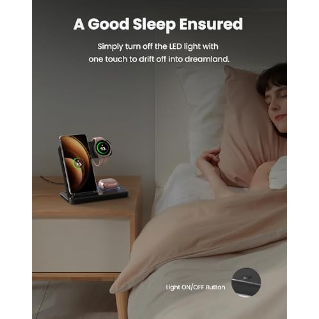 GEEKERA Wireless Charger for Samsung, 3 in 1 Foldable Charging Station for Samsung S25/S24/S23/ZFold/Flip, Fast Phone Watch Charger Dock for Galaxy Watch 7/6/5/4, Docking Station for Galaxy Buds-Black