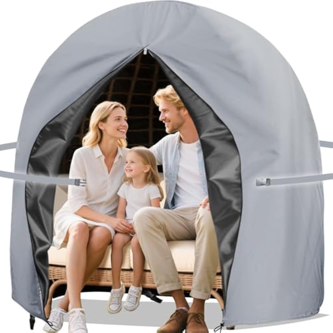 Double Egg Chair Cover - Waterproof, Hanging, 420D Heavy Duty, Oxford Fabric, Windproof, Anti-UV, 230 x 200cm (Grey)