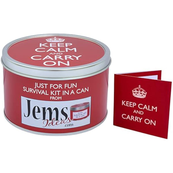 Keep Calm & Carry On Survival Kit In A Can. Humorous Funny Unique Birthday, Retirement, Christmas, New Year Novelty Present & Card Gift Set For A Teacher Mum Mate Son Daughter Parent Grandad
