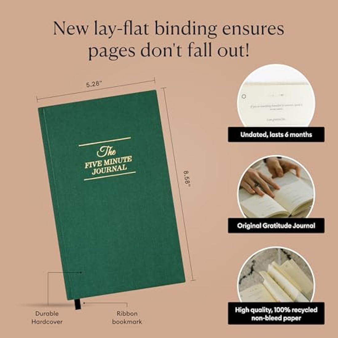 Intelligent Change: The Five Minute Journal - Daily Gratitude Journal for Happiness, Mindfulness, and Reflection - Undated Life Planner