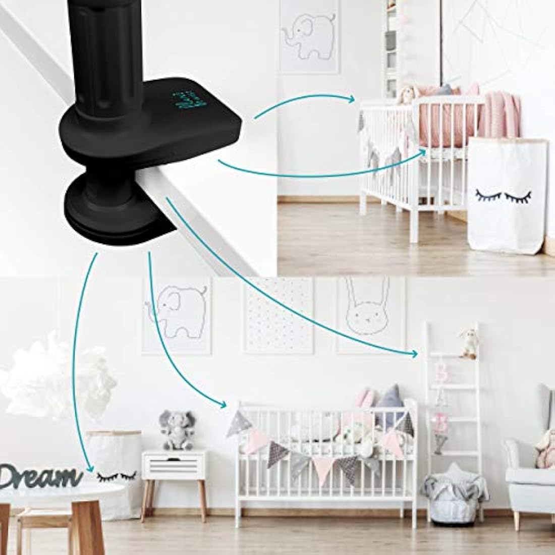 Flexi Twist | Universal Baby Monitor Holder | Secure with Straps & Clamp to Furniture | No Drilling Required | Flexible Baby Camera Mount | Baby Monitor Shelf Parent
