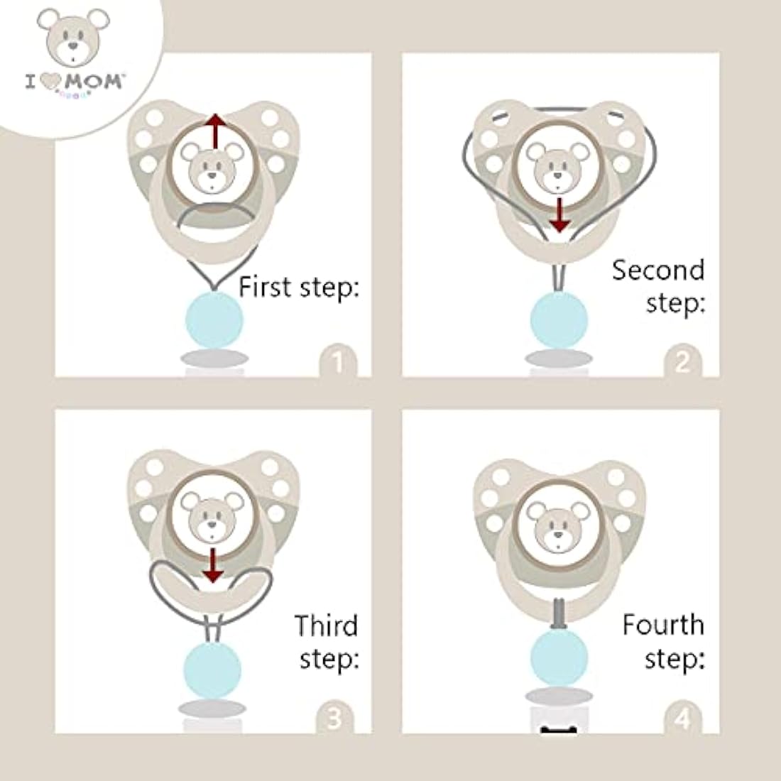 RUBY 3-Piece Dummy Chain Fabric Set, Cotton Dummy Chain for Girls and boy, Dummy Chains with Beech Wood Clip