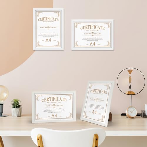 HORLIMER A4 Frames Pack of 15, White A4 Picture Frame for Displaying Certificates, Posters, Prints, and Documents on Wall or Desk Display