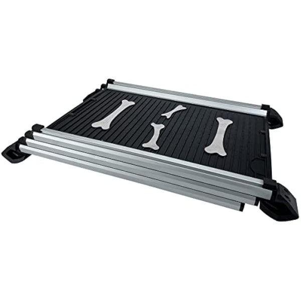 KATSU Tools Dog Ramp, 150lbs Loading Capacity, Aluminum Alloy Portable Foldable Lightweight Anti-Slip Ramp, 71-156cm, Black/Silver 699900