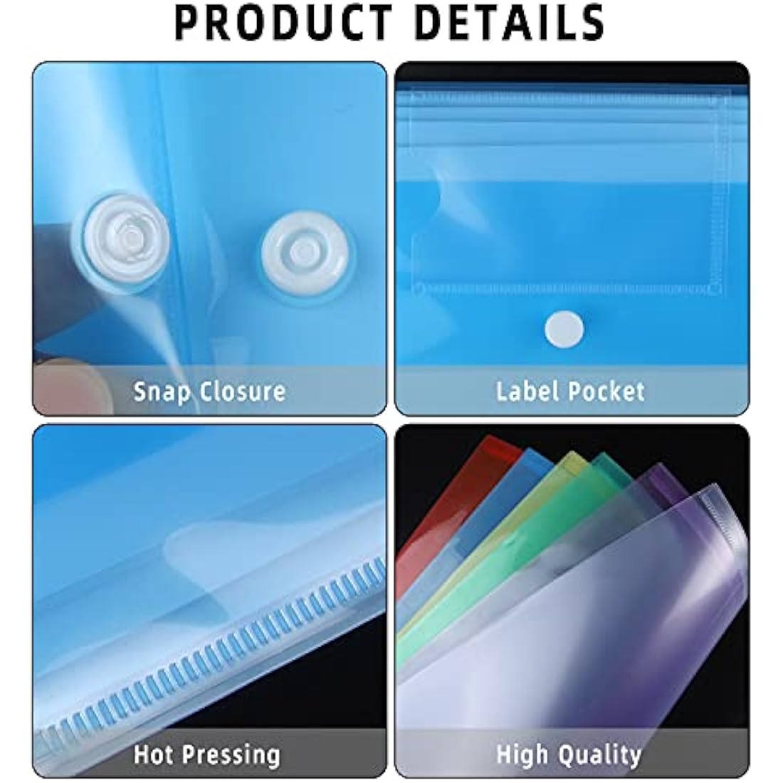 Plastic Wallets A4-30 Pack Plastic Folders Waterproof Document Wallet Files Folder Clear A4 Wallets with Popper Wallet for Home, School, Travel and Office Supplies Storage, Assorted Colours