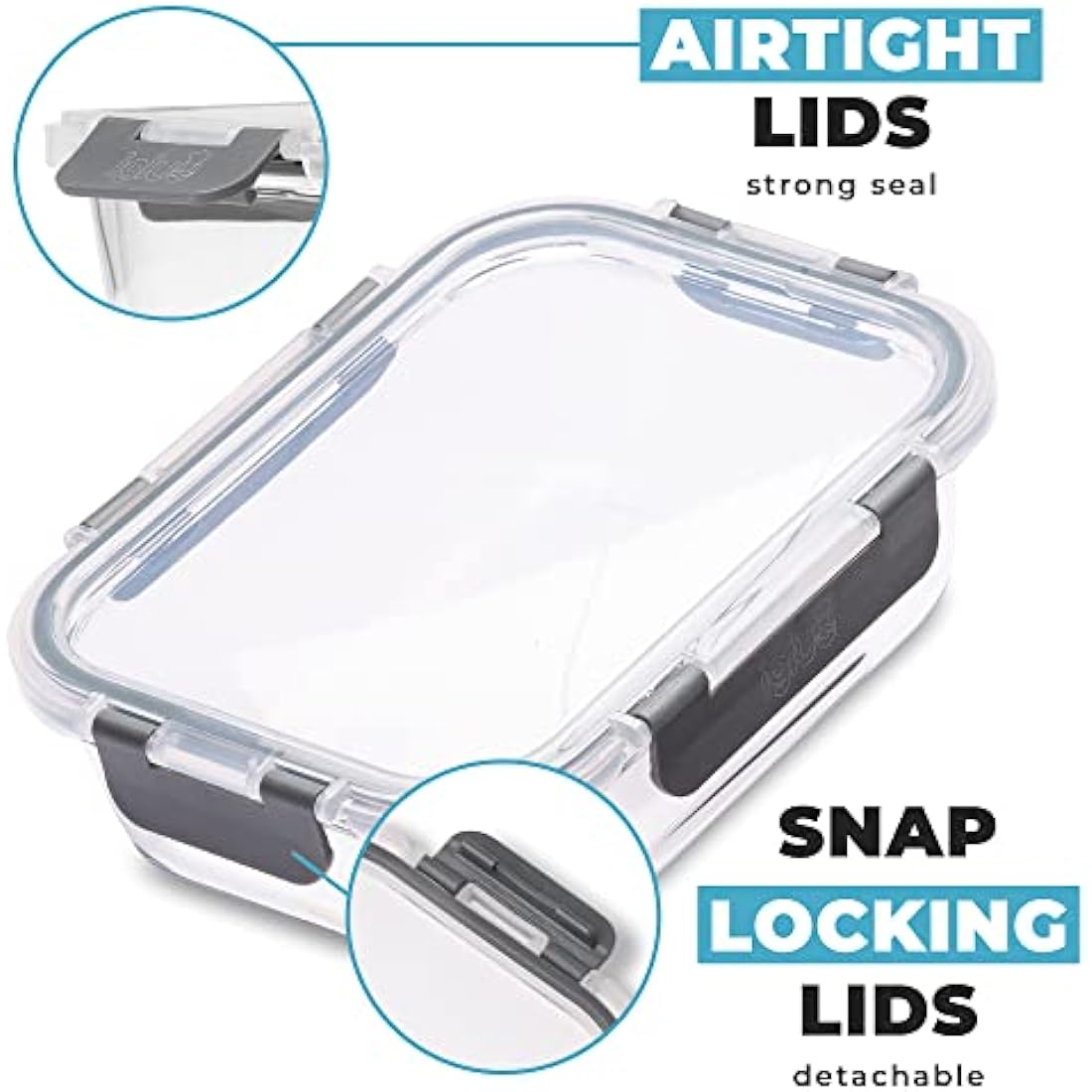 Igluu Meal Prep Glass Containers with Airtight Lids 10 Pack Rectangle 2 Sizes 1050ml and 370ml BPA-Free Meal Prep Containers Reusable – Borosilicate Glass, Oven Safe