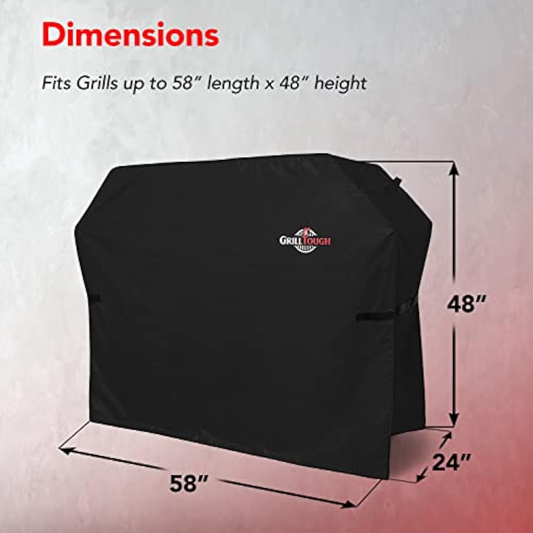 GrillTough Heavy Duty BBQ Grill Cover for Outdoor Grill – Waterproof, Weather Resistant, UV & Fade Resistant with Adjustable Straps – Gas Grill Cover for Weber, Charbroil (147L x 61W x 122H cm)