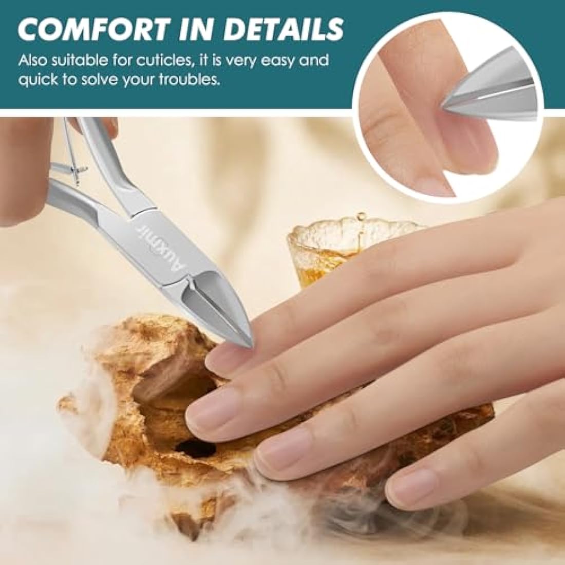 Auxmir Toenail Clippers, Precision Nail Clippers for Thick or Ingrown Toenails, 5" Sharp Curved Stainless Steel Nail Cutters, Professional Nippers Grooming Tool, Safety Cover Included