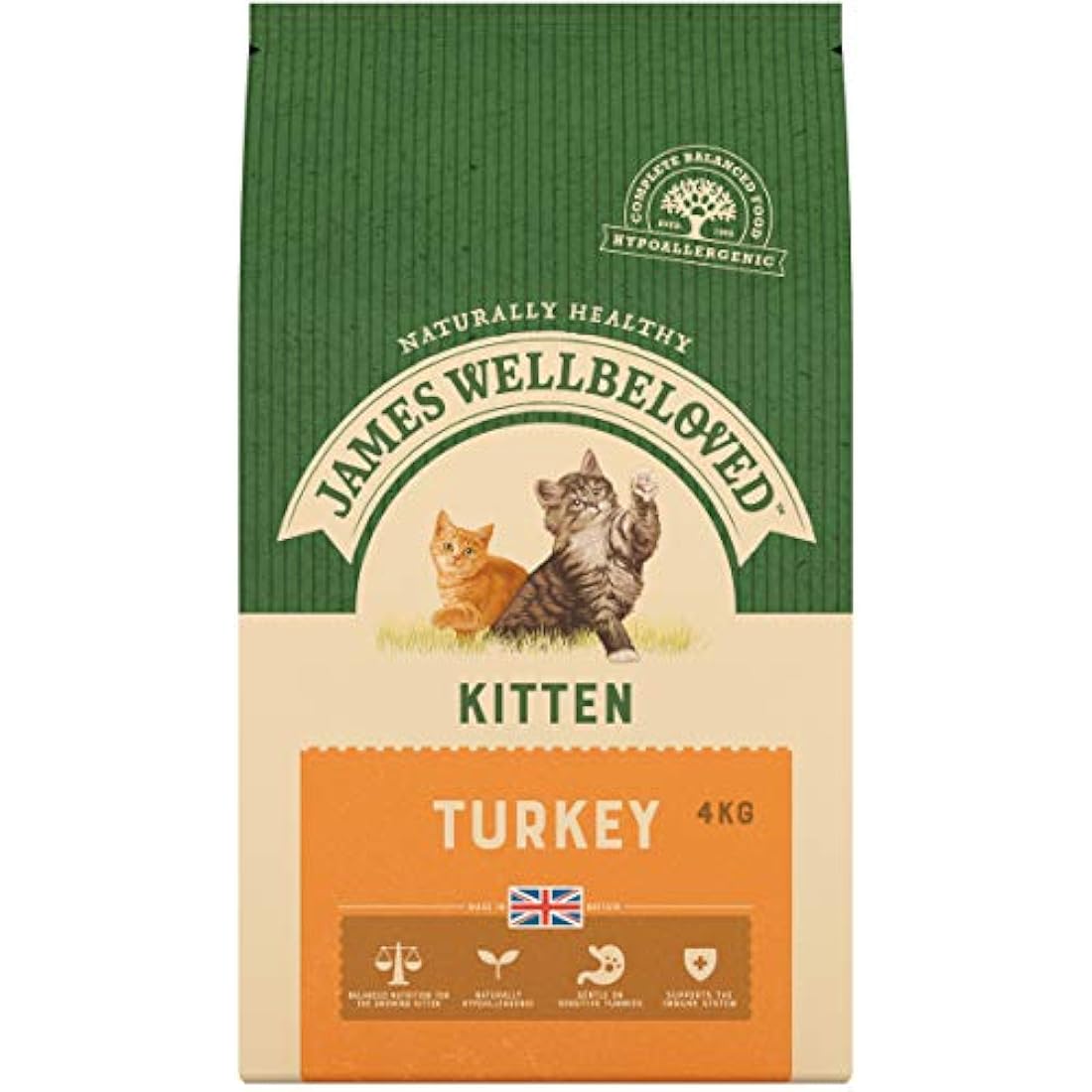 James Wellbeloved Kitten Turkey 4 kg Bag, Hypoallergenic Dry Cat Food