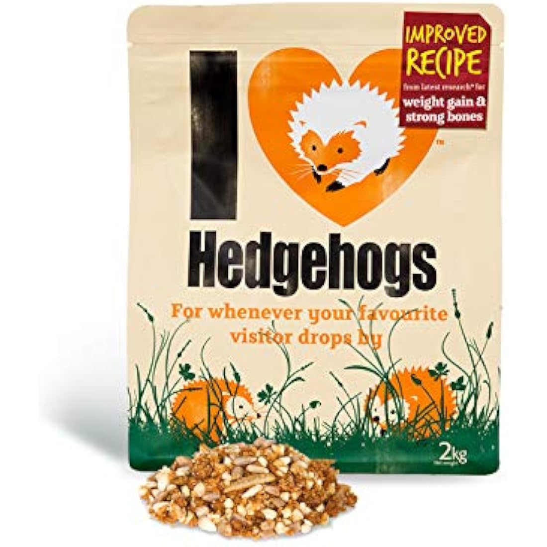 Hedgehog Food Semi Moist 2kg - Jacobi Jayne® I Love Hedgehogs™ - Tasty, Rich and Healthy Nutritious Food for your Garden Adults & Baby Hedgehogs Bones and Teeth