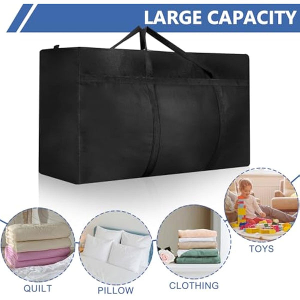 4 Pcs 180L Large Storage Bag, Extra Large Storage Bag with Zips for Moving Storage Clothes Bedding Duvet Quilt Blankets Waterproof Jumbo Storage Bags Moving Totes Christmas Storage Containers