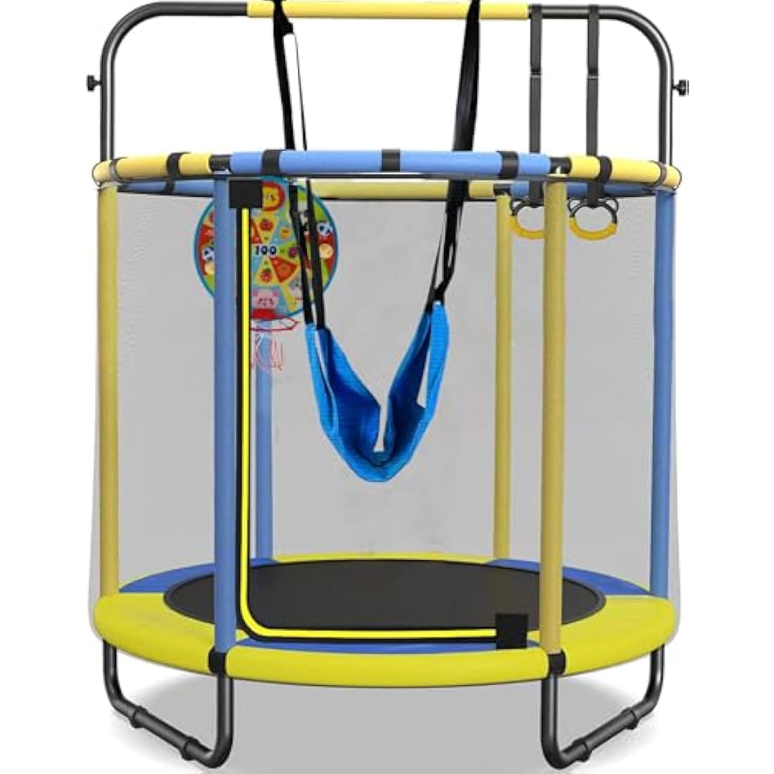 CZCPARY Kids Trampoline，Trampoline for Children，with Basketball Hoop, Swing, Pull Ring, Suitable for Indoor and Outdoor Use，Suitable for Children, Birthday Gifts