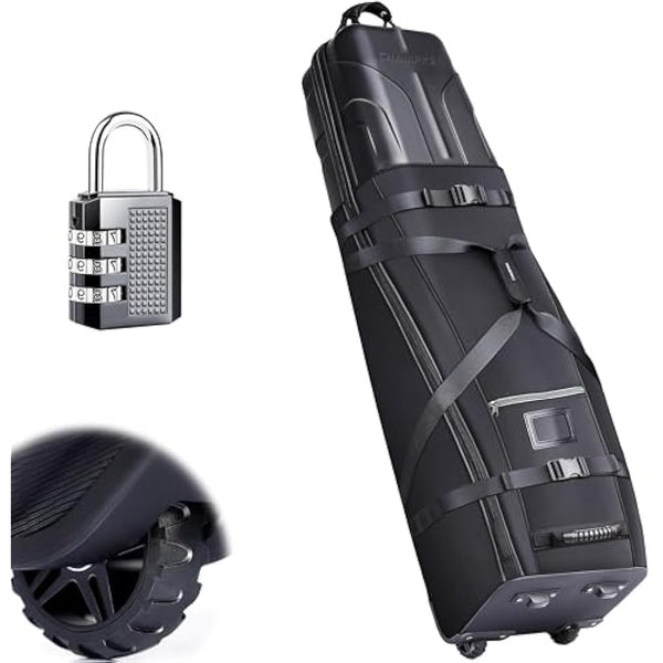 CHAMPKEY Golf Travel Bag Flight with Wheels | With Sturdy Plastic Hard Case Top | Premium Oxford Fabric Golf Bag - High Performance Bag Travel Case