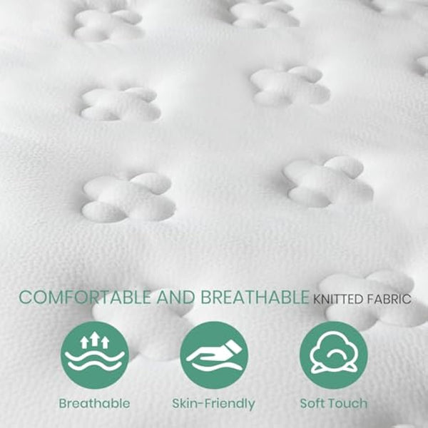 Good Nite Single Mattress Hybrid Spring and Memory Foam Single Bed Mattresses Sprung Comfortable with Knitted Fabric Zoned Support 3FT 18cm Deep H6 Firmness 90x190