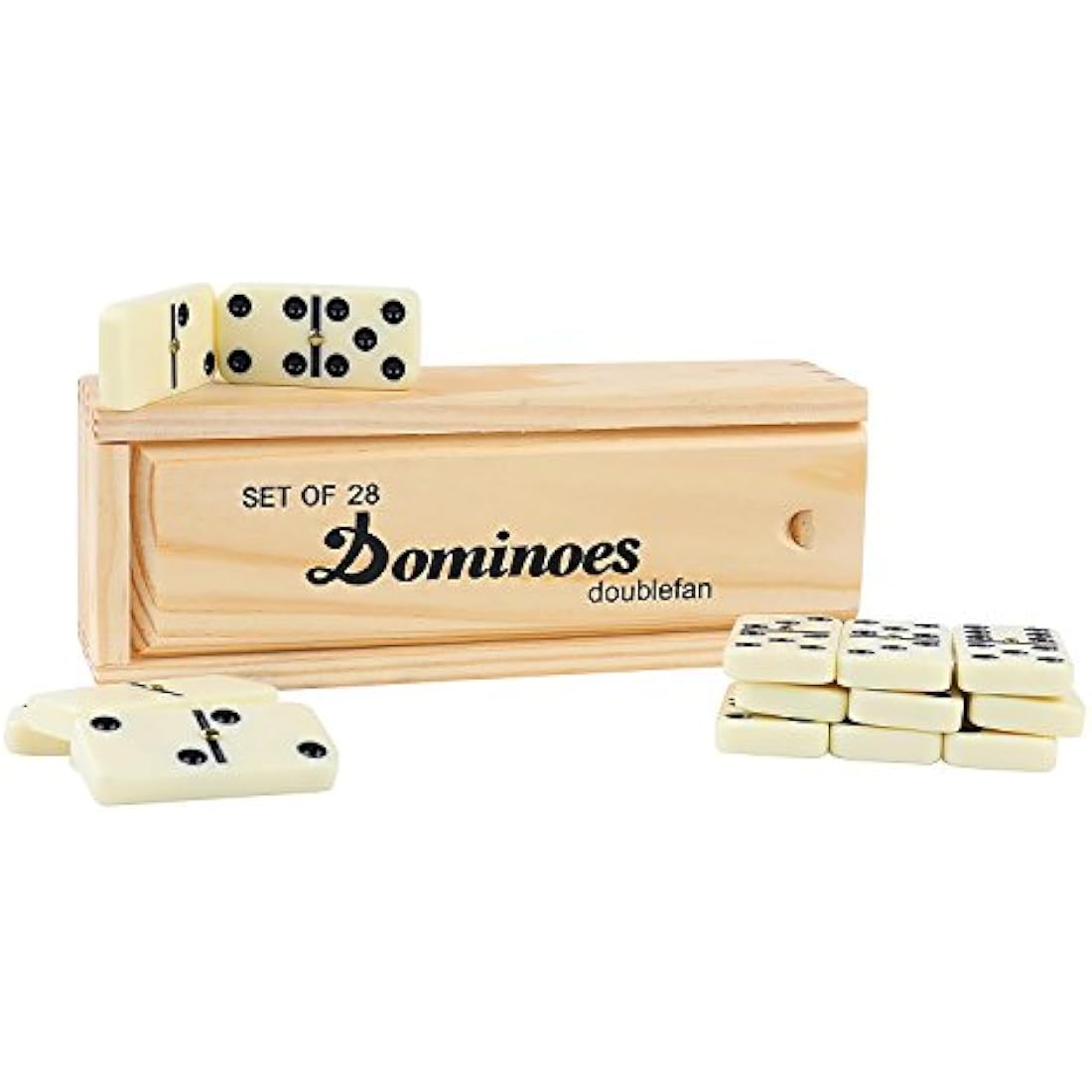 Dominoes Set for Adults, Dominoes Set Double Six, Double 6 Professional Domino Tiles with Spinner in Wooden Box,28 pcs Domino Set 28 Tiles with Natural Wooden Case…