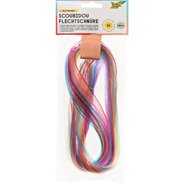 Folia Bringmann 732050 Braiding Cords Transparent with Glitter