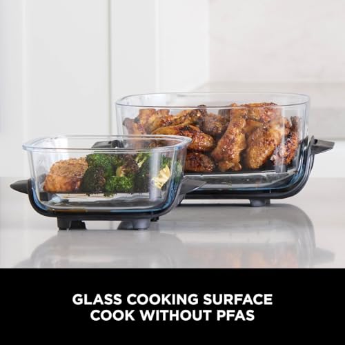 Ninja CRISPi Portable Air Fryer, 3.8L, 4-in-1: Air Fry, Roast, Keep Warm, Recrisp, Space Saving Compact Design, 2x Removable Glass Containers & Lids, 1700W, Cyber Space Blue FN101UKGY