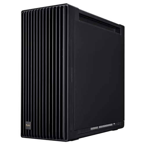 ASUS ProArt PA602 E-ATX computer case, 420 mm radiator support, one 140 mm and two 200mm pre-installed system fans, front panel IR dust indicator, power lock latch, tool-less PCIe mounting