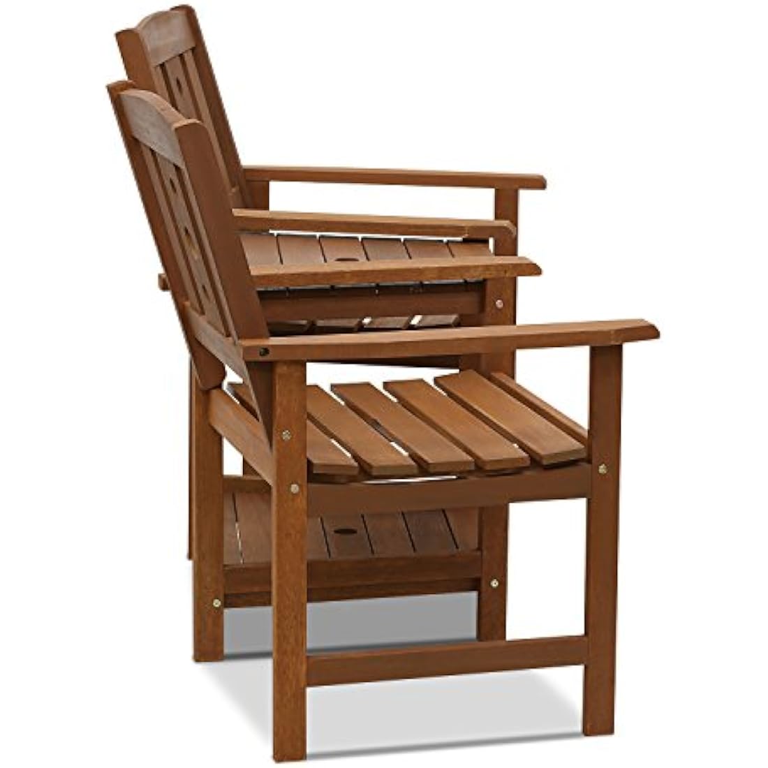 Furinno Outdoor Hardwood Jack & Jill Chair Set, Wood, Natural, 162.1 (W) x 91.4 (H) x 72.9 (D) cm