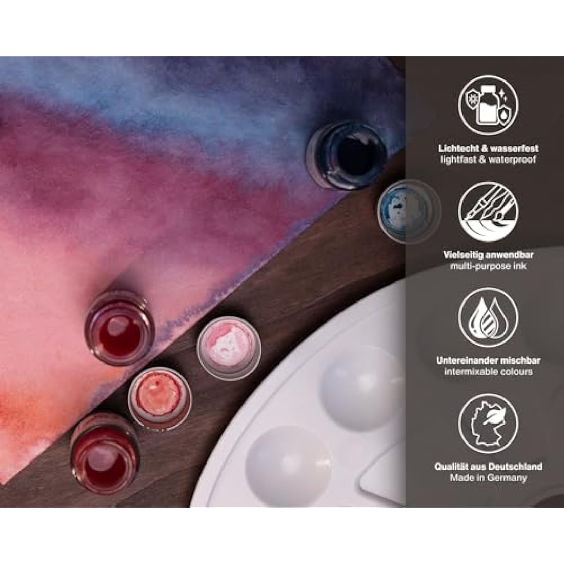 Horizon Octopus Write & Draw Ink Set - Waterproof Calligraphy & Drawing Ink for Fountain Pen, 6 x 10 ml