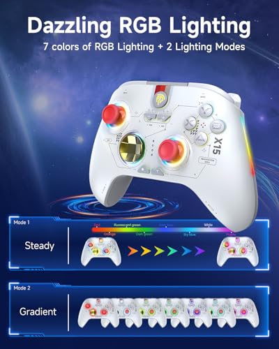 EasySMX X15 Wireless PC Controller with Hall Triggers, Hall Joysticks, Enhanced Bluetooth Game Controller,No Drift No Deadzone effect, Compatible with Windows PC, Android, Steam and Switch