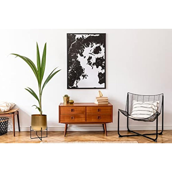 Gold Plant Pot with Black Plant Stand - Gold Planters Large Indoor