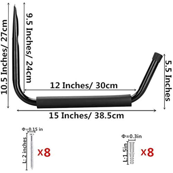 Heavy Duty Garage Storage Hooks, Wall Mounted Utility Hanger Indoor Hanging Rack for Kayak Canoe, Surfboard,Snow Board,Ski Board, Ladder, Folding Chairs, Bicycle and Tools (4 Pack)