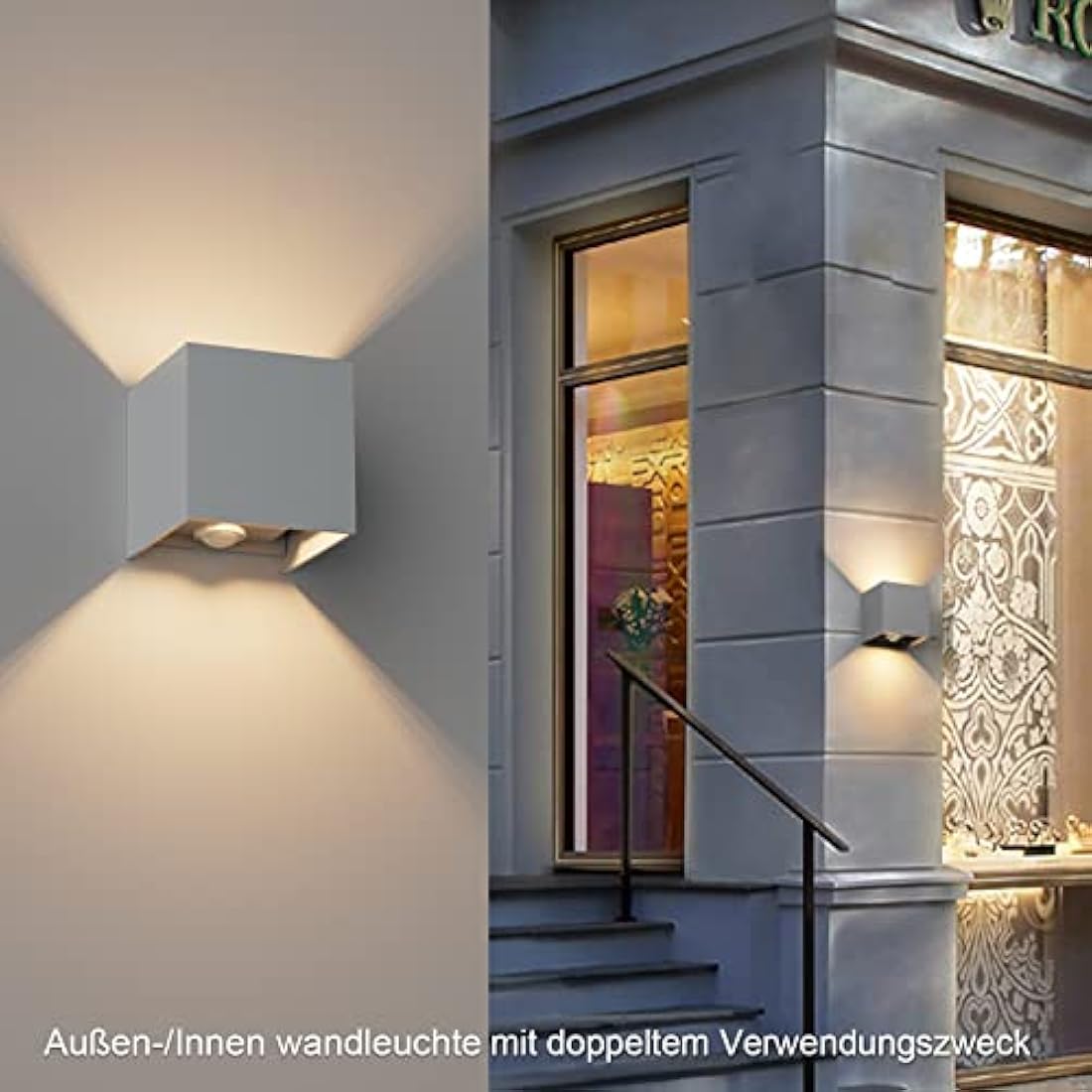 Klighten 2PCS Outdoor Wall Light with Motion Sensor, Waterproof IP54 Outside Wall Lamps with Sensor, Adjustable Beam Angle, Warm White 3000K, Grey (G9 LED Bulb Include)
