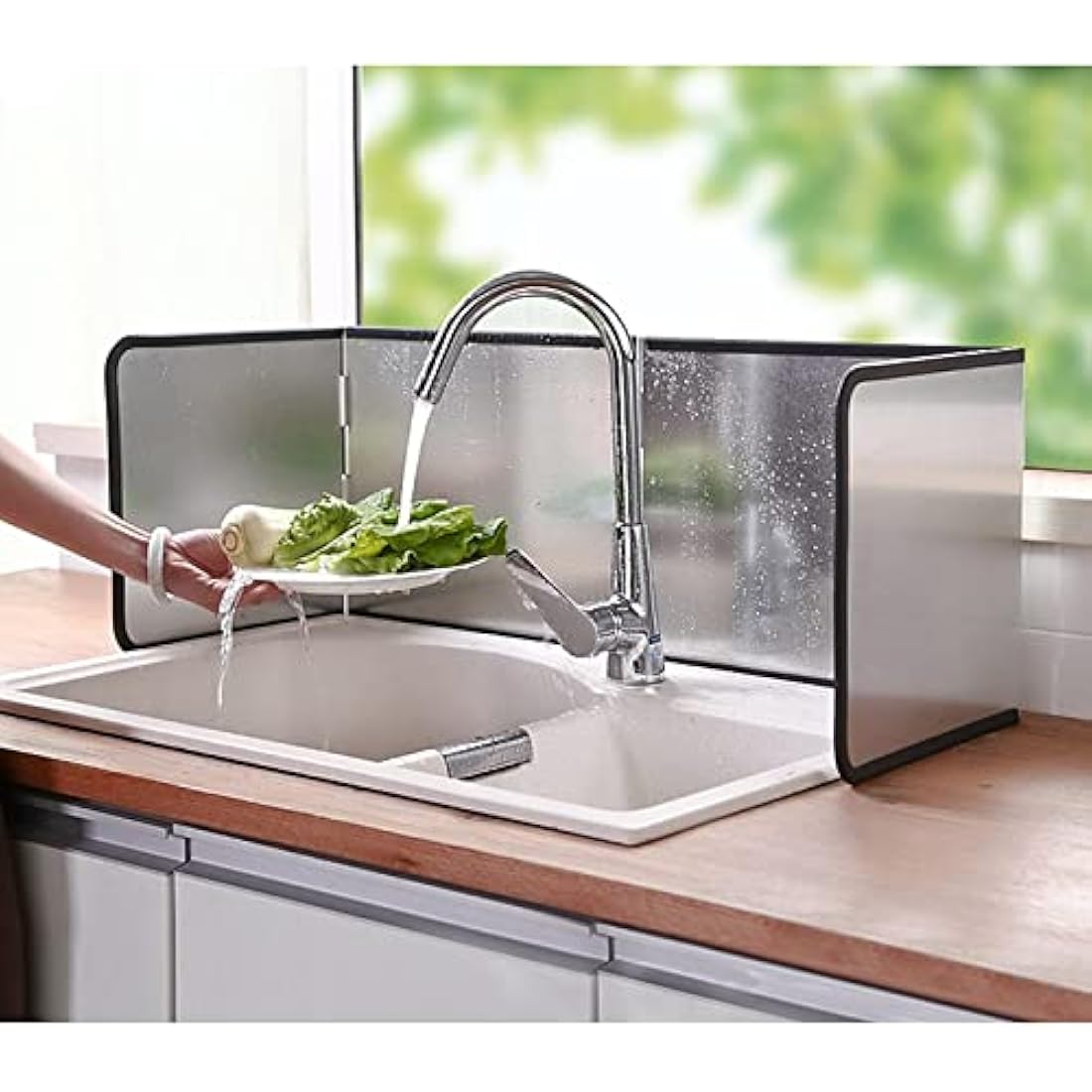 Height 40CM Stove Splatter Guard for Cooking Kitchen Anti Splatter Shield Guard Portable Folding Cooker Side Fat Oil Splash Guard Splash Back Splatter Screen for Frying Pan Wall Hob Grease