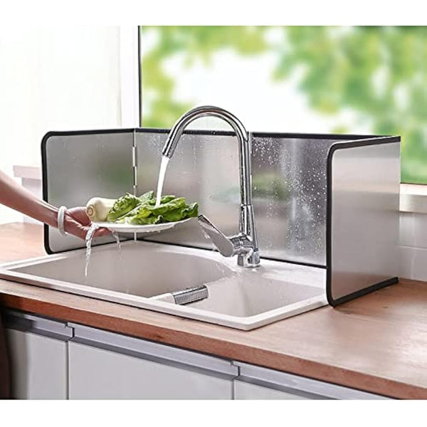 Height 40CM Stove Splatter Guard for Cooking Kitchen Anti Splatter Shield Guard Portable Folding Cooker Side Fat Oil Splash Guard Splash Back Splatter Screen for Frying Pan Wall Hob Grease